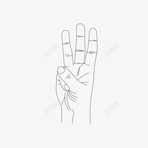 手三手绘数字图标svg_新图网 https://ixintu.com 手三 手绘 手语 数字