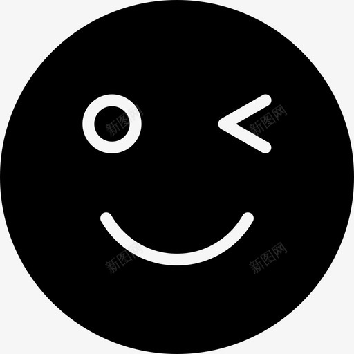眨眼表情14填充图标svg_新图网 https://ixintu.com 填充 眨眼 表情14