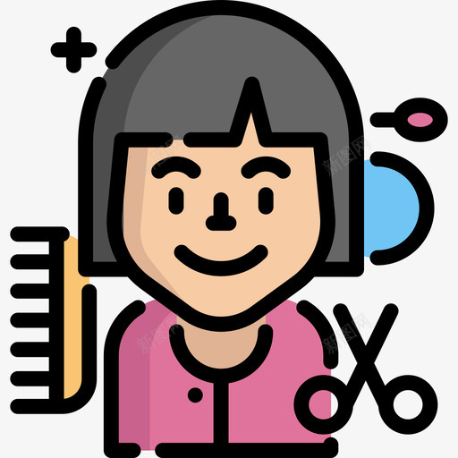 美发师职业和工作3线性颜色图标svg_新图网 https://ixintu.com 线性颜色 美发师 职业和工作3