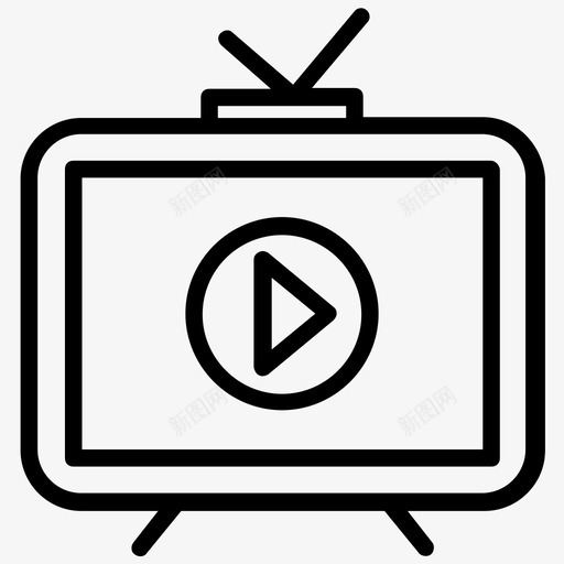 电视视频广播多媒体播放器图标svg_新图网 https://ixintu.com 多媒体播放器 广播 电视节目 电视视频 社交媒体线图标 视频流