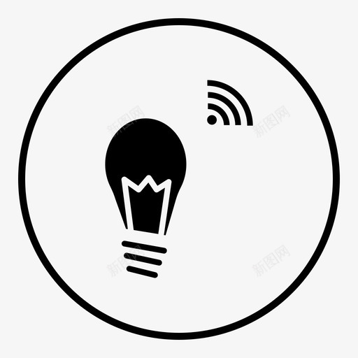 灯泡物联网智能灯泡图标svg_新图网 https://ixintu.com wifi 智能家居 智能灯泡 灯泡 物联网 物联网黑色填充圈