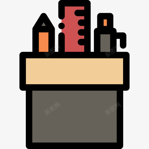 铅笔盒工具20线颜色图标svg_新图网 https://ixintu.com 工具20 线颜色 铅笔盒