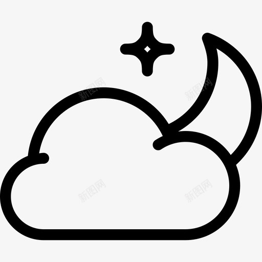 多云的夜晚62号天气线性图标svg_新图网 https://ixintu.com 62号天气 多云的夜晚 线性