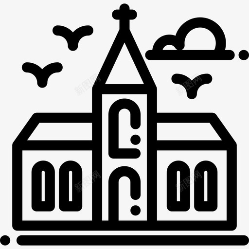 教堂城市元素8线性图标svg_新图网 https://ixintu.com 城市元素8 教堂 线性
