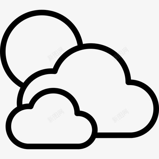 多云天气图标集线性svg_新图网 https://ixintu.com 多云 天气图标集 线性