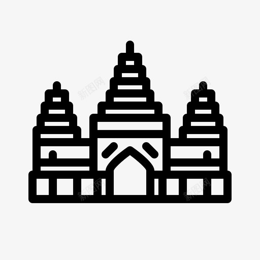 吴哥窟建筑柬埔寨图标svg_新图网 https://ixintu.com 吴哥窟 地标性 建筑 旅游 柬埔寨 标志性