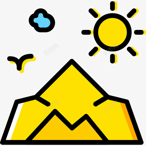 山风景32黄色图标svg_新图网 https://ixintu.com 山 风景32 黄色