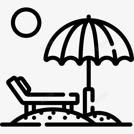 海滩旅行31直线图标svg_新图网 https://ixintu.com 旅行31 海滩 直线