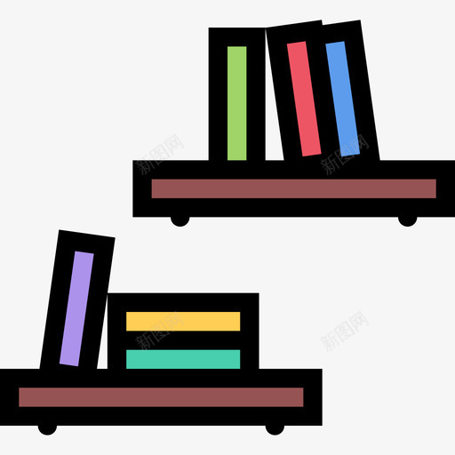 书架家具24彩色图标svg_新图网 https://ixintu.com 书架 家具24 彩色