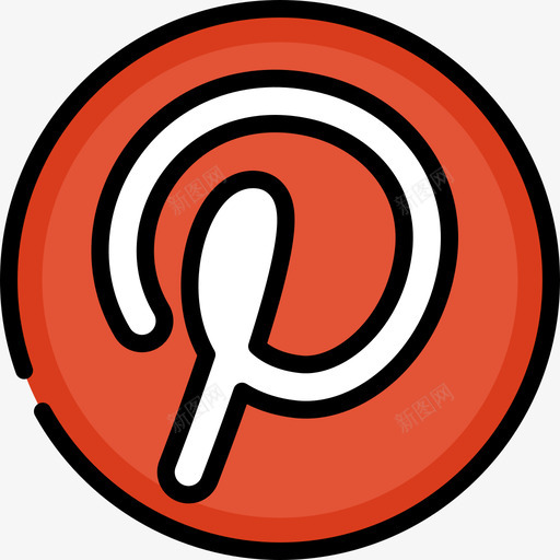 Pinterest社交媒体25线性颜色图标svg_新图网 https://ixintu.com Pinterest 社交媒体25 线性颜色