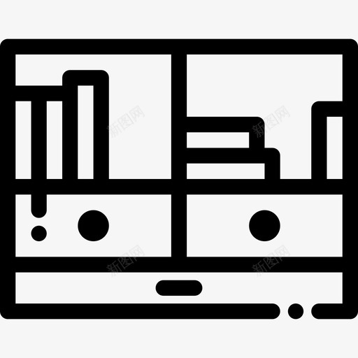 书架家用家具4件线性图标svg_新图网 https://ixintu.com 书架 家用家具4件 线性