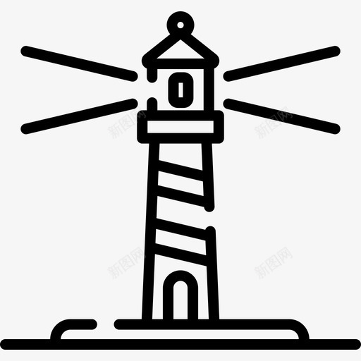 灯塔海滩3线性图标svg_新图网 https://ixintu.com 海滩3 灯塔 线性