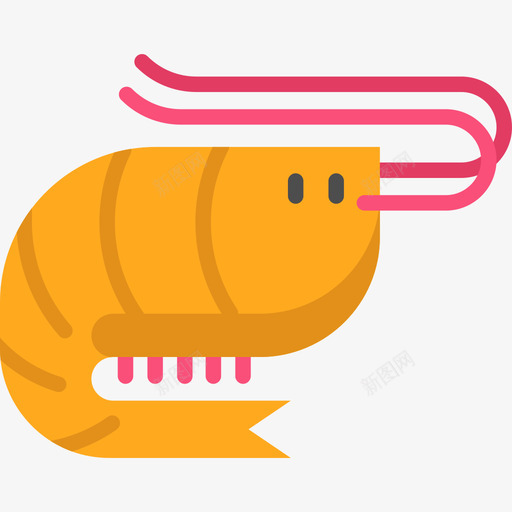 虾海洋生物7扁平图标svg_新图网 https://ixintu.com 扁平 海洋生物7 虾