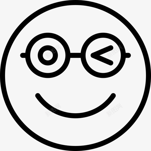 眨眼表情符号13线性图标svg_新图网 https://ixintu.com 眨眼 线性 表情符号13