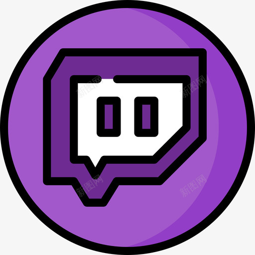 Twitch社交媒体23线性颜色图标svg_新图网 https://ixintu.com Twitch 社交媒体23 线性颜色