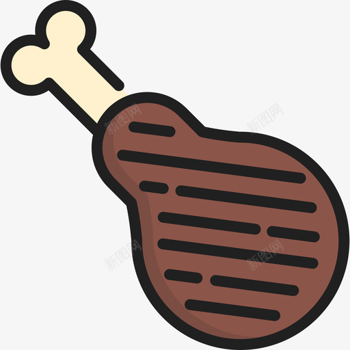鸡腿烧烤2原色图标svg_新图网 https://ixintu.com 原色 烧烤2 鸡腿