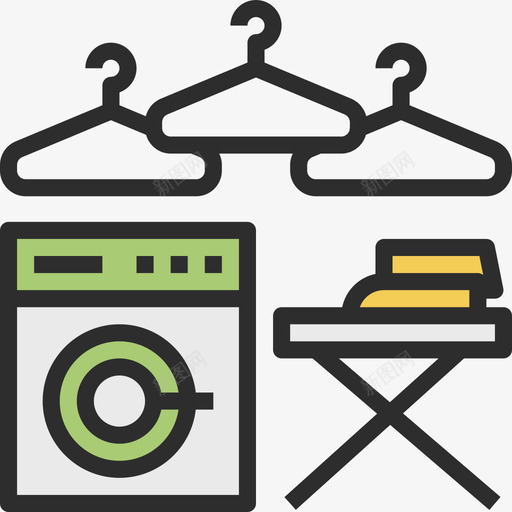 洗衣房酒店服务颜色线性颜色图标svg_新图网 https://ixintu.com 洗衣房 线性颜色 酒店服务颜色