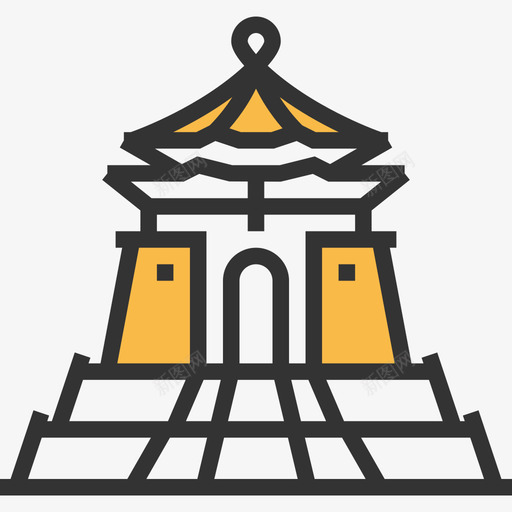 蒋介石纪念馆地标12处黄影图标svg_新图网 https://ixintu.com 地标12处 蒋介石纪念馆 黄影