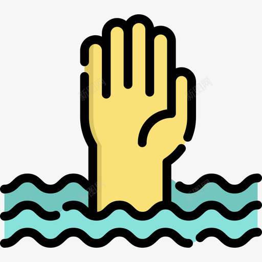 溺水冲浪3线性颜色图标svg_新图网 https://ixintu.com 冲浪3 溺水 线性颜色