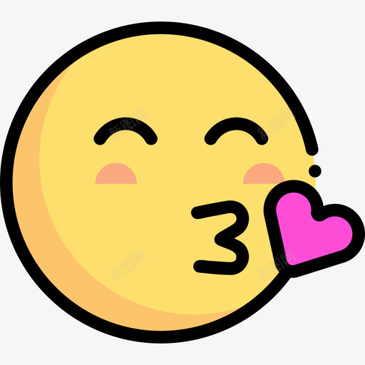 吻表情符号5线性颜色图标svg_新图网 https://ixintu.com 吻 线性颜色 表情符号5