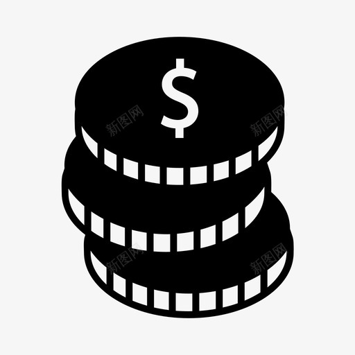 美元硬币支付金额图标svg_新图网 https://ixintu.com 支付 支付现金 支付金额 电子商务黑填充 硬币 美元 购物