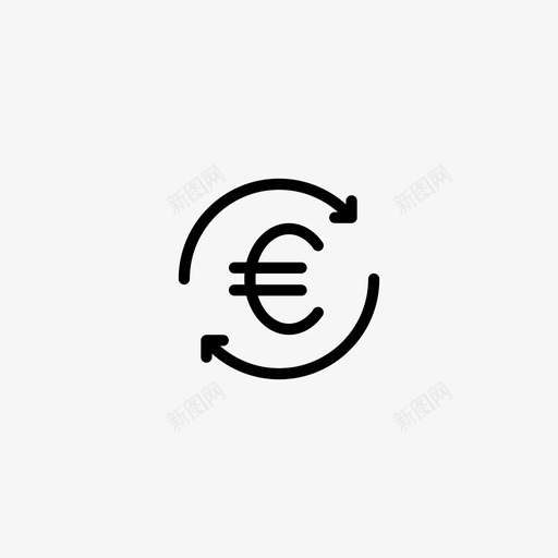欧元回收银行货币图标svg_新图网 https://ixintu.com 商业图标 外汇 欧元回收 货币 金融 银行