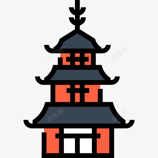 宝塔日本16线状颜色图标svg_新图网 https://ixintu.com 宝塔 日本16 线状颜色
