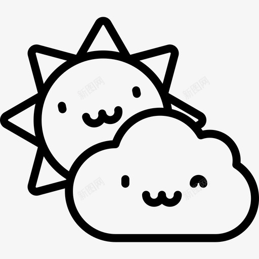 多云77号天气线性图标svg_新图网 https://ixintu.com 77号天气 多云 线性