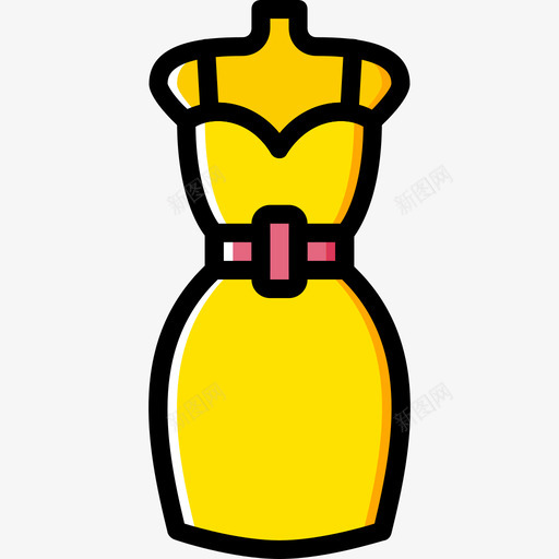 连衣裙女装3黄色图标svg_新图网 https://ixintu.com 女装3 连衣裙 黄色