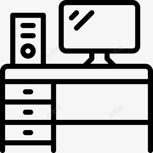 办公桌办公设备5线性图标svg_新图网 https://ixintu.com 办公桌 办公设备5 线性