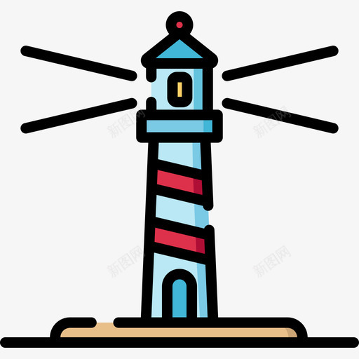 灯塔海滩2线性颜色图标svg_新图网 https://ixintu.com 海滩2 灯塔 线性颜色