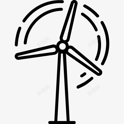 风车绿色能源直线型图标svg_新图网 https://ixintu.com 直线型 绿色能源 风车