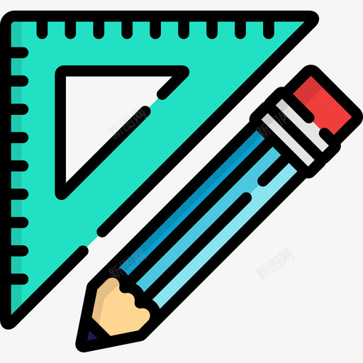 尺和铅笔绘画工具6线颜色图标svg_新图网 https://ixintu.com 尺和铅笔 线颜色 绘画工具6