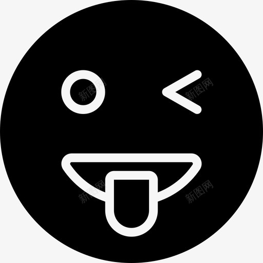 眨眼表情14填充图标svg_新图网 https://ixintu.com 填充 眨眼 表情14