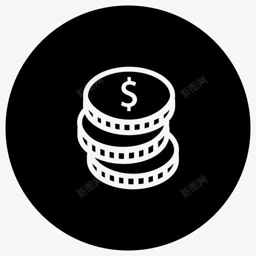 美元硬币支付金额图标svg_新图网 https://ixintu.com 支付 支付现金 支付金额 电子商务轮廓笔划减去前面 硬币 美元 购物