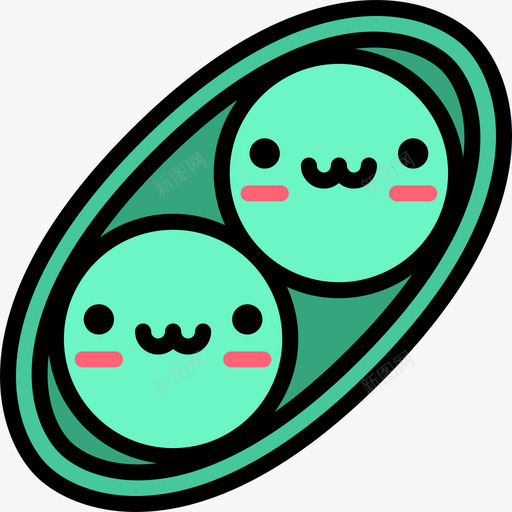豌豆可爱的食物3线性颜色图标svg_新图网 https://ixintu.com 可爱的食物3 线性颜色 豌豆