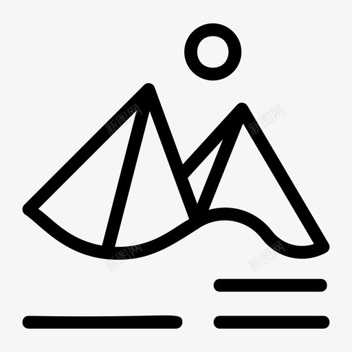 山自然太阳图标svg_新图网 https://ixintu.com 假日线图标 天气 太阳 山 自然