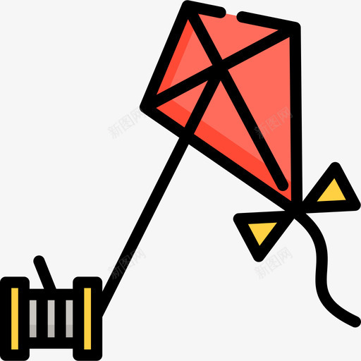风筝暑假5线颜色图标svg_新图网 https://ixintu.com 暑假5 线颜色 风筝