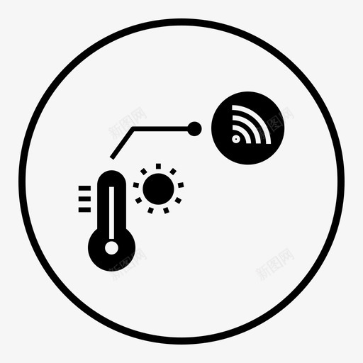 温度计热物联网图标svg_新图网 https://ixintu.com 天气预报 温度 温度计 热 物联网 物联网黑填充圈