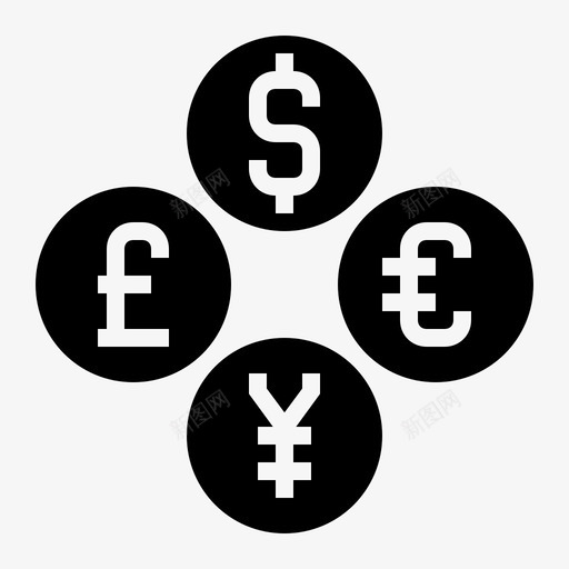 外汇英镑日元图标svg_新图网 https://ixintu.com 外汇 日元 美元 英镑 货币 银行和金融