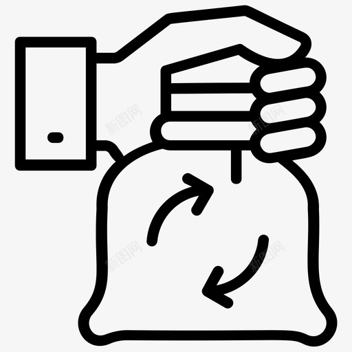 回收袋生物袋生态袋图标svg_新图网 https://ixintu.com 可重复使用袋 回收线图标 回收袋 环保袋 生态袋 生物袋 节约地球
