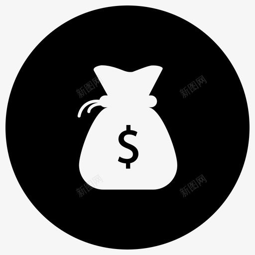硬币袋美元兑换金融图标svg_新图网 https://ixintu.com 投资 电子商务黑色填充减去前面 硬币袋 美元兑换 货币 金币 金融