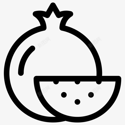 石榴水果石榴果图标svg_新图网 https://ixintu.com 最小线食品图标 水果 石榴 石榴半 石榴果 石榴汁