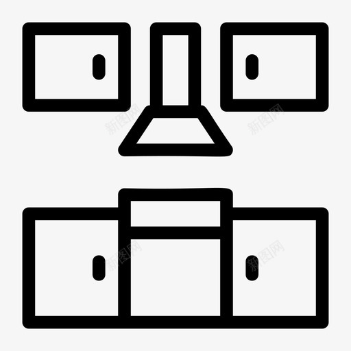 厨房橱柜烟囱图标svg_新图网 https://ixintu.com 厨房 厨房用具线图标 抽屉 橱柜 烟囱 烹饪