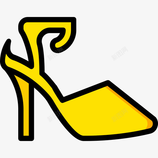 高跟鞋女鞋4黄色图标svg_新图网 https://ixintu.com 女鞋4 高跟鞋 黄色