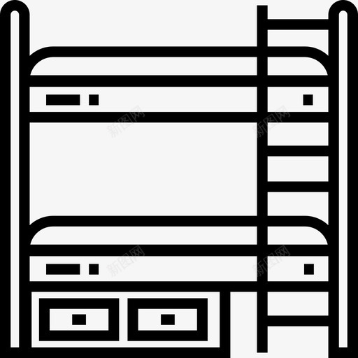 双层床家用家具2直线型图标svg_新图网 https://ixintu.com 双层床 家用家具2 直线型