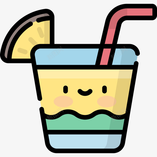 鸡尾酒kawaii饮料3线性颜色图标svg_新图网 https://ixintu.com kawaii饮料3 线性颜色 鸡尾酒