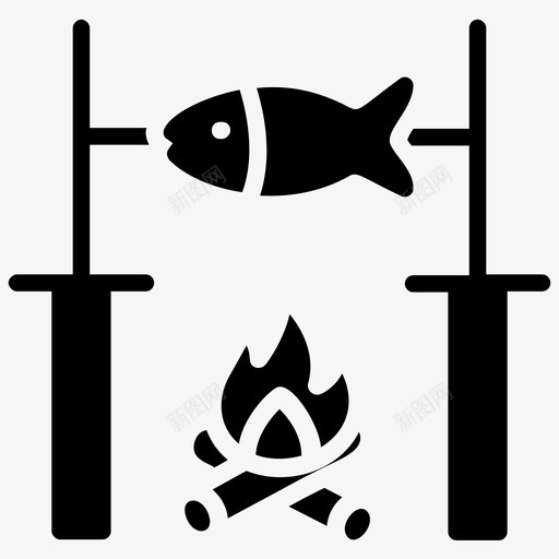 鱼烧烤野营食物烧烤食物图标svg_新图网 https://ixintu.com 户外烹饪 海鲜 烧烤食物 野营雕文图标 野营食物 鱼烧烤