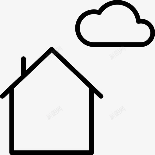 家房子云图标svg_新图网 https://ixintu.com 云 天气 家 房子 房子薄