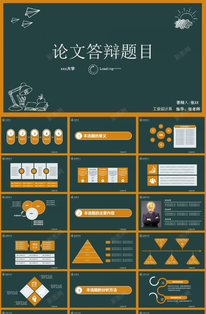 橙黄色黑板框架论文答辩PPT模板_新图网 https://ixintu.com 框架 橙黄 答辩 论文 黄色 黑板
